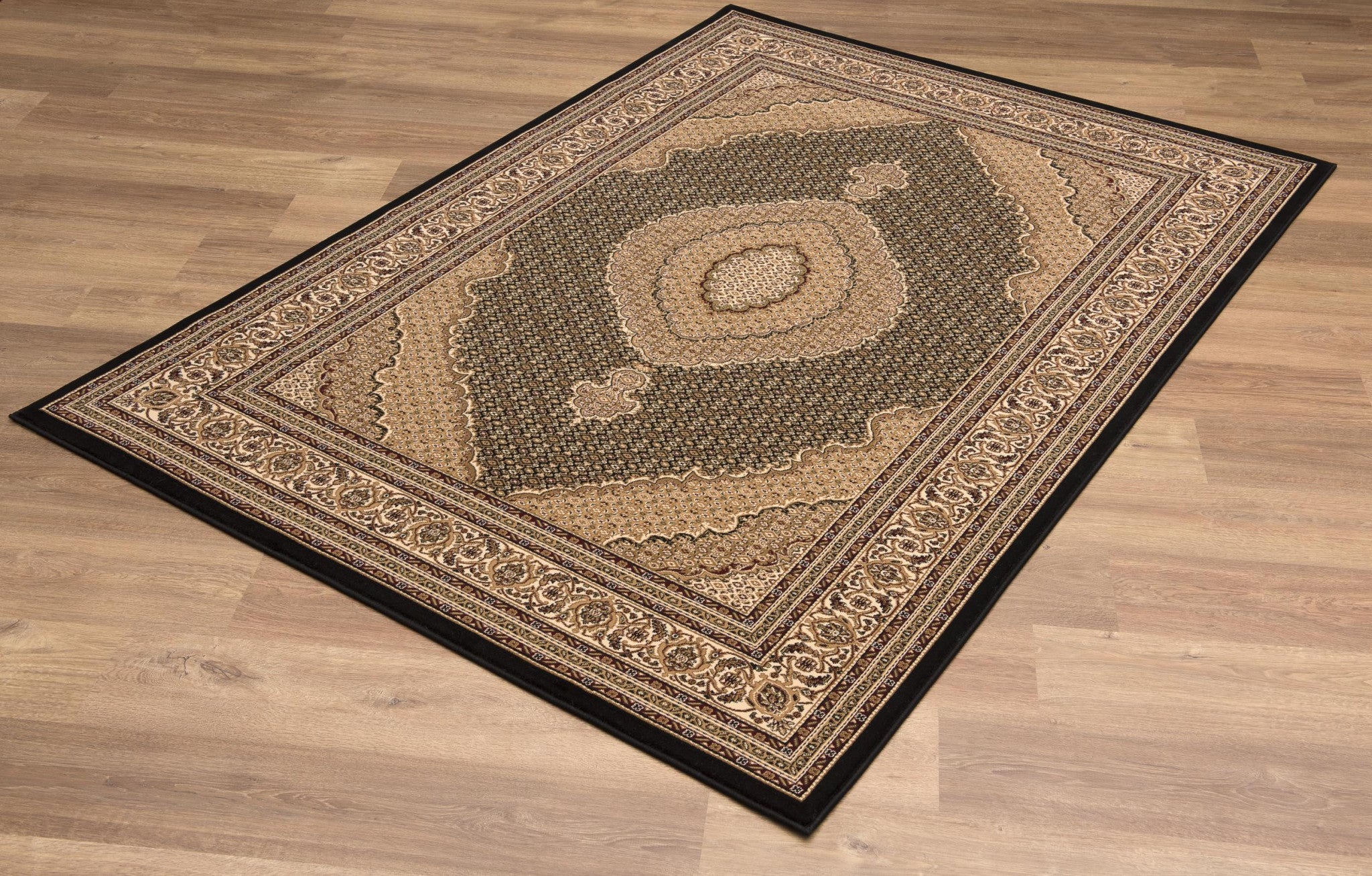 Black and Beige Medallion Runner Rug - 2’ x 10’