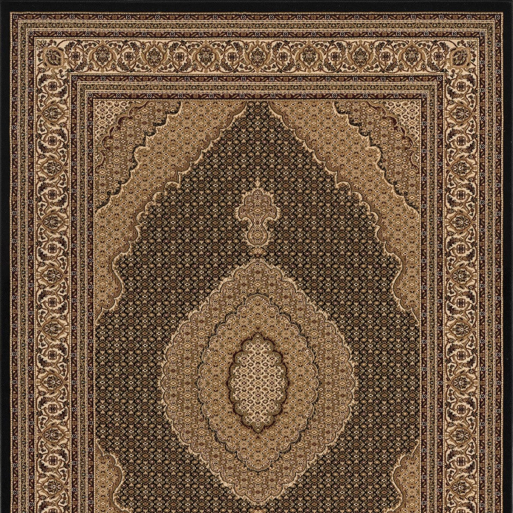 Black and Beige Medallion Runner Rug - 2’ x 10’