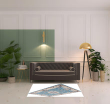 4’ x 6’ Blue and Cream Embellished Area Rug