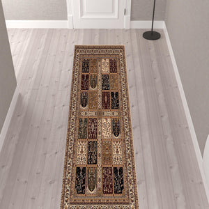 Cream Traditional Decorative Runner Rug - 2’ x 10’