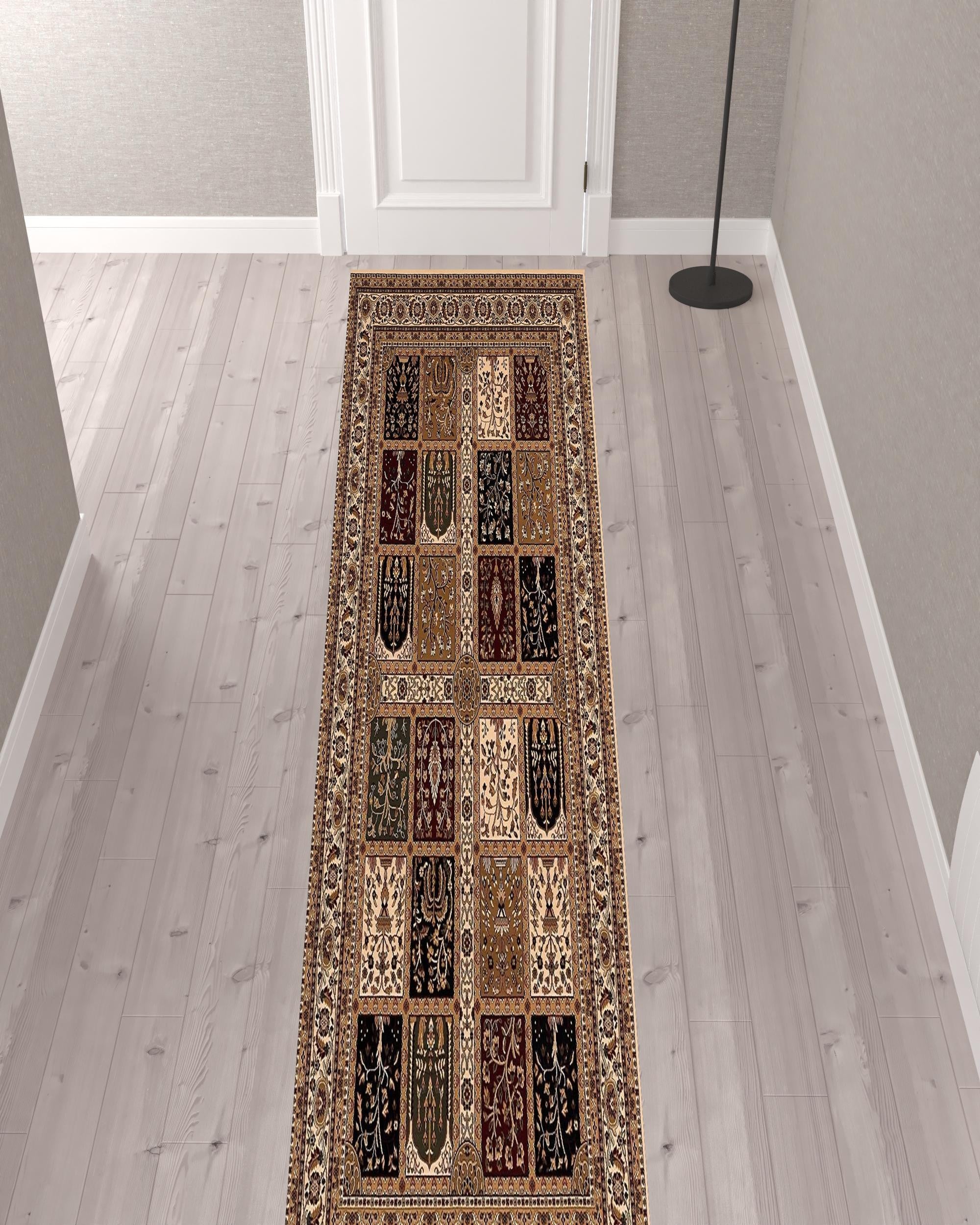 Cream Traditional Decorative Runner Rug - 2’ x 10’