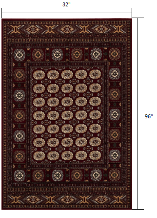 3’ x 10’ Red Eclectic Geometric Pattern Runner Rug
