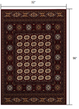 3’ x 10’ Red Eclectic Geometric Pattern Runner Rug
