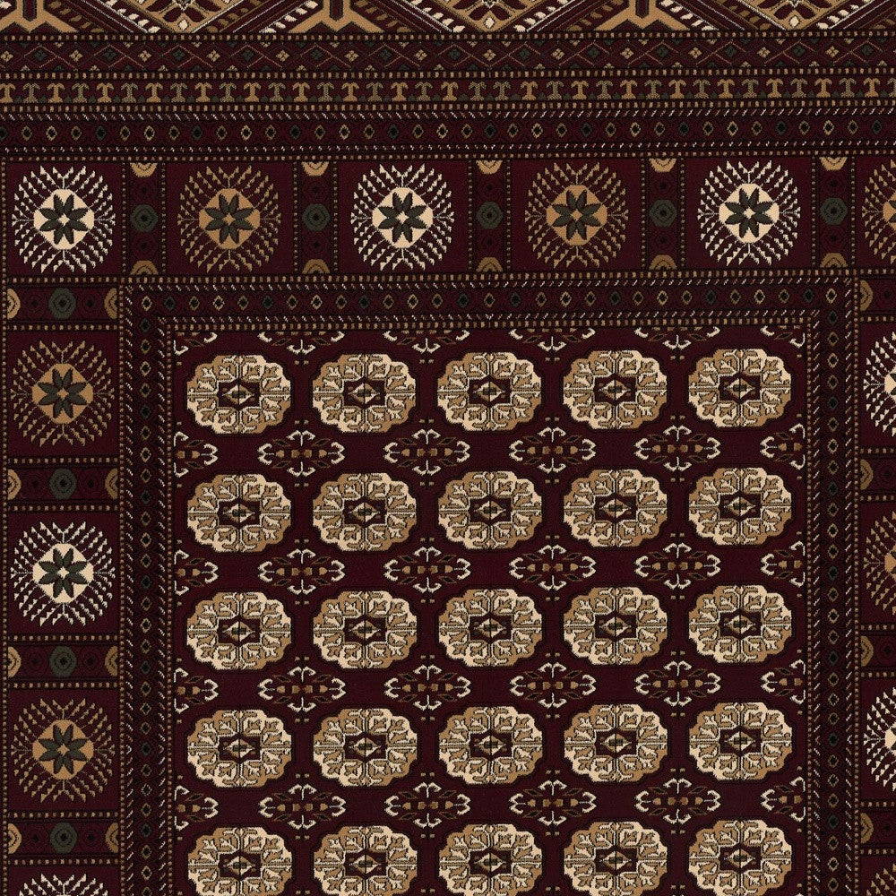 3’ x 10’ Red Eclectic Geometric Pattern Runner Rug