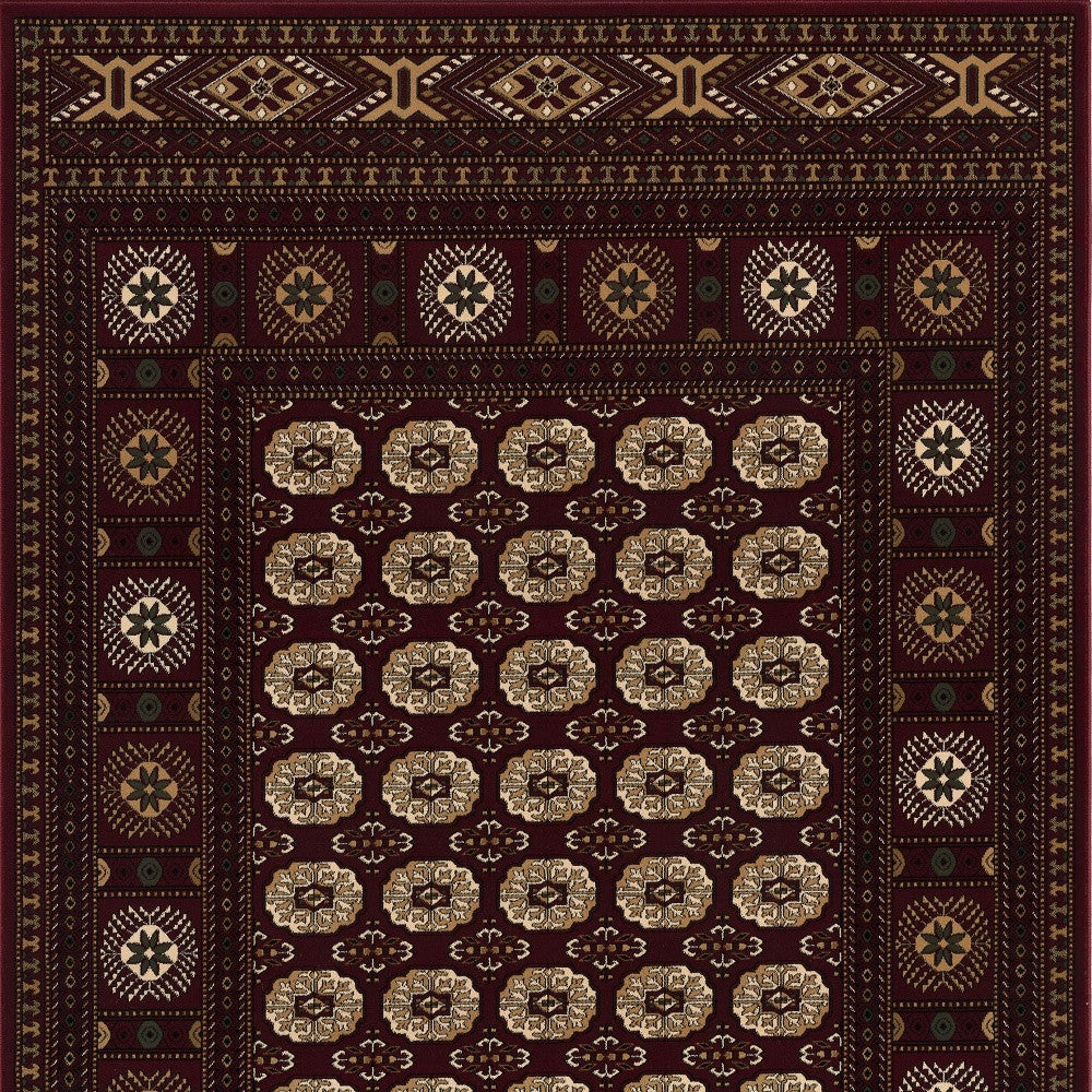 3’ x 10’ Red Eclectic Geometric Pattern Runner Rug