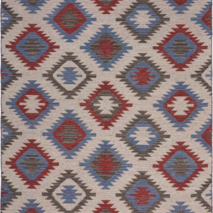 3’ x 5’ Red and Blue Geometric Diamonds Area Rug
