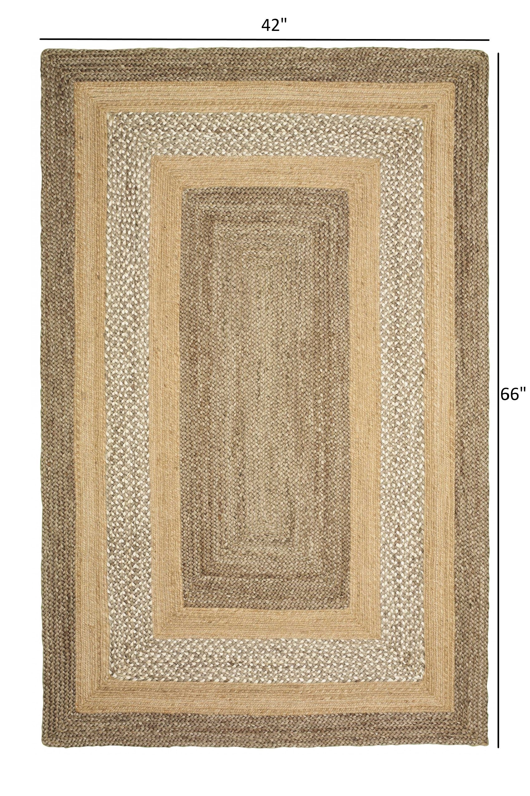 4’ x 6’ Tan and Beige Bordered Area Rug