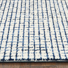 8’ x 10’ Navy and Ivory Grids Area Rug