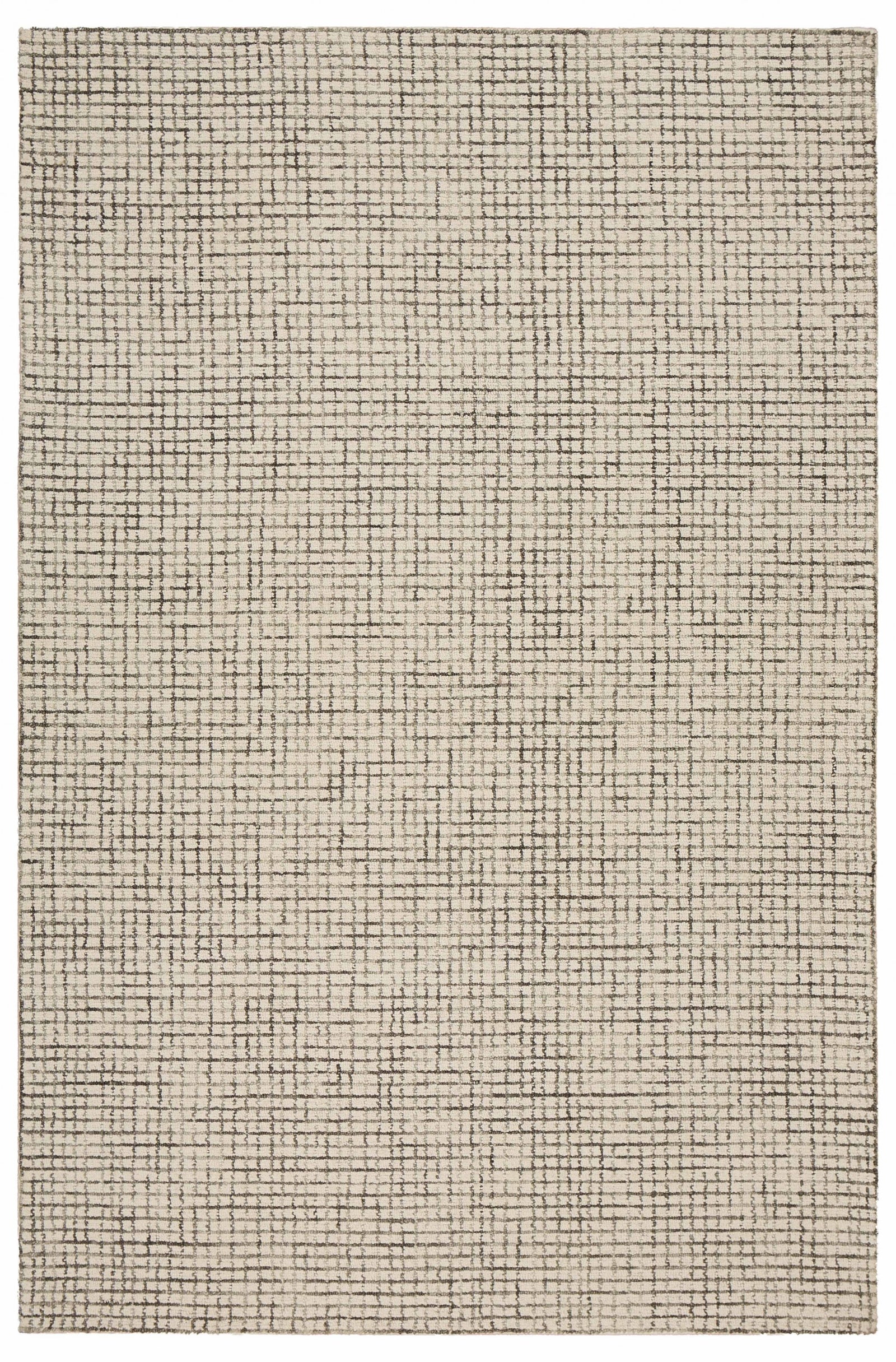 5’ x 8’ Tan and Ivory Grid Area Rug