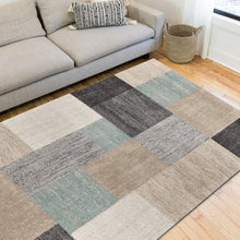 5’ x 7’ Beige and Black Modern Blocks Area Rug