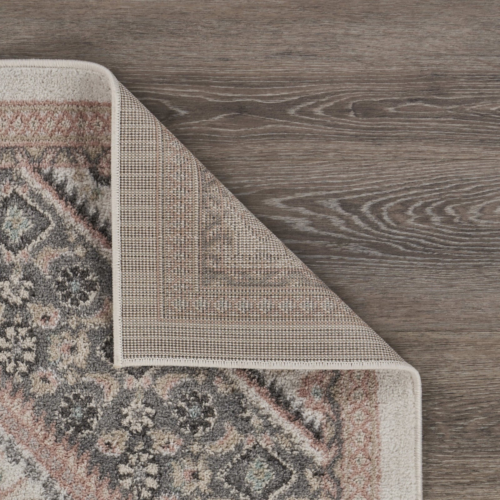 5’ x 7’ Gray and Blush Traditional Area Rug