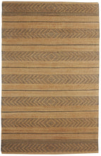 Tan and Gray Bohemian Striped Area Rug - 8’ x 10’