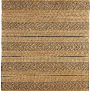 Tan and Gray Bohemian Striped Area Rug - 8’ x 10’