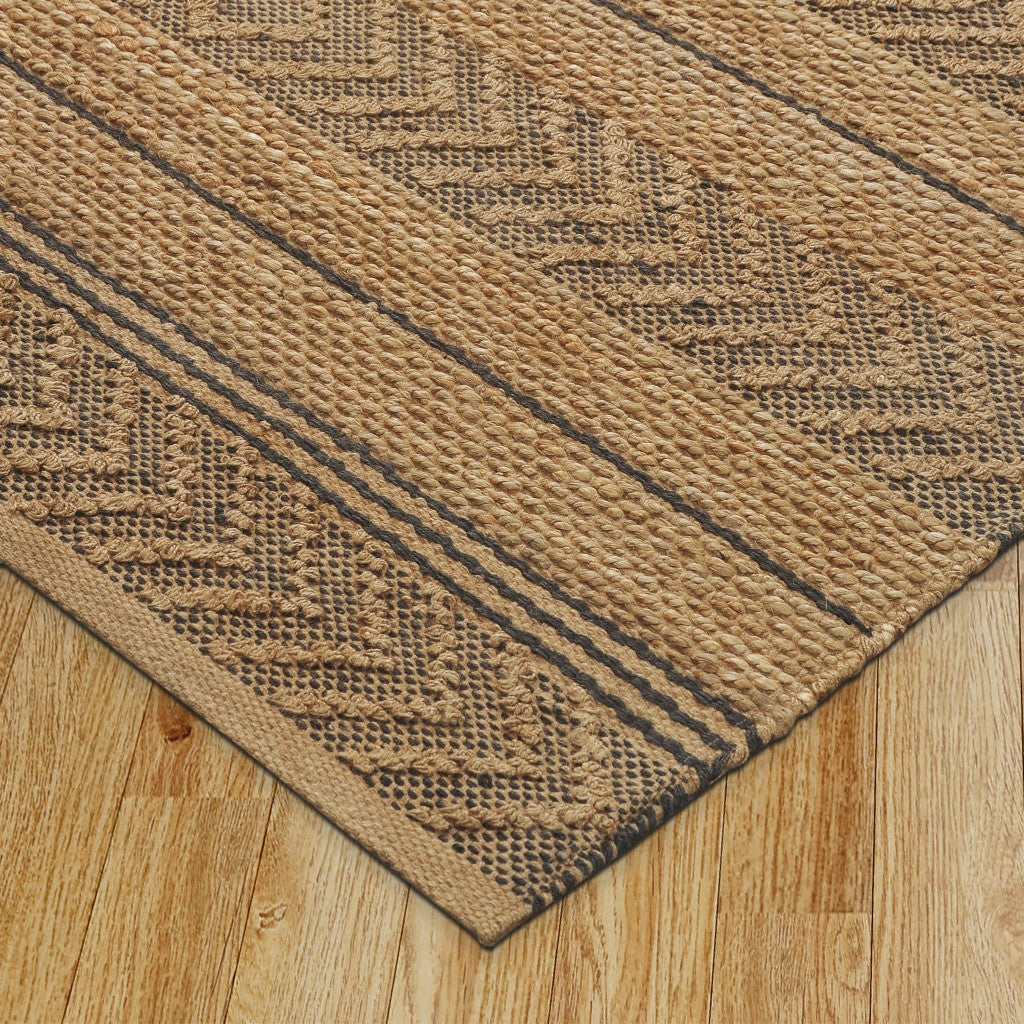 Tan and Gray Bohemian Striped Area Rug - 8’ x 10’