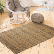 Tan and Gray Bohemian Striped Area Rug - 8’ x 10’