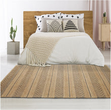 Tan and Gray Bohemian Striped Area Rug - 8’ x 10’