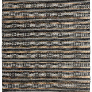 8’ x 10’ Black and Tan Decorative Striped Area Rug
