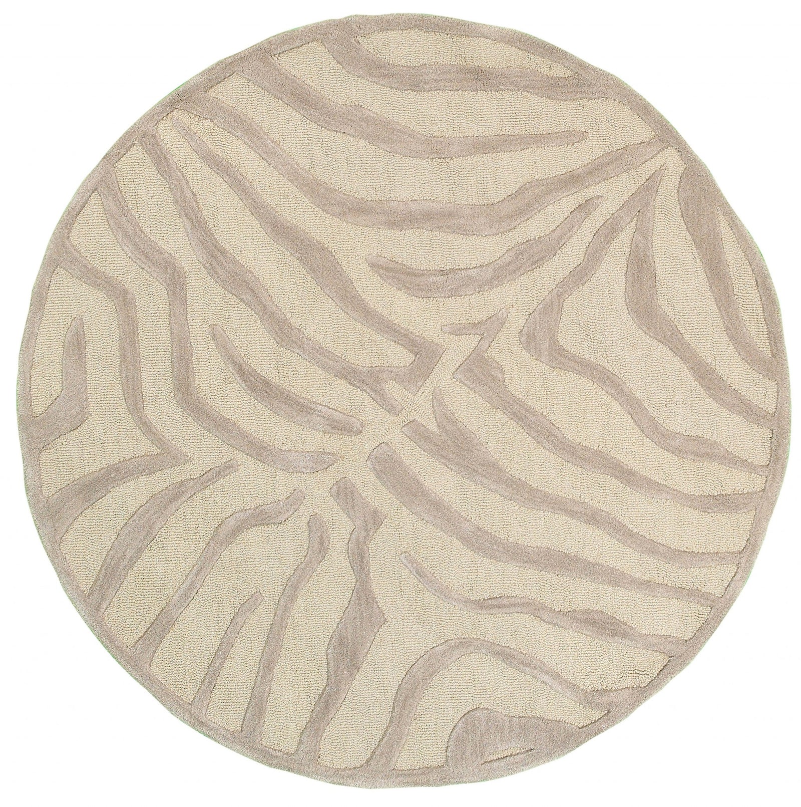 3’ Round Taupe Zebra Pattern Area Rug