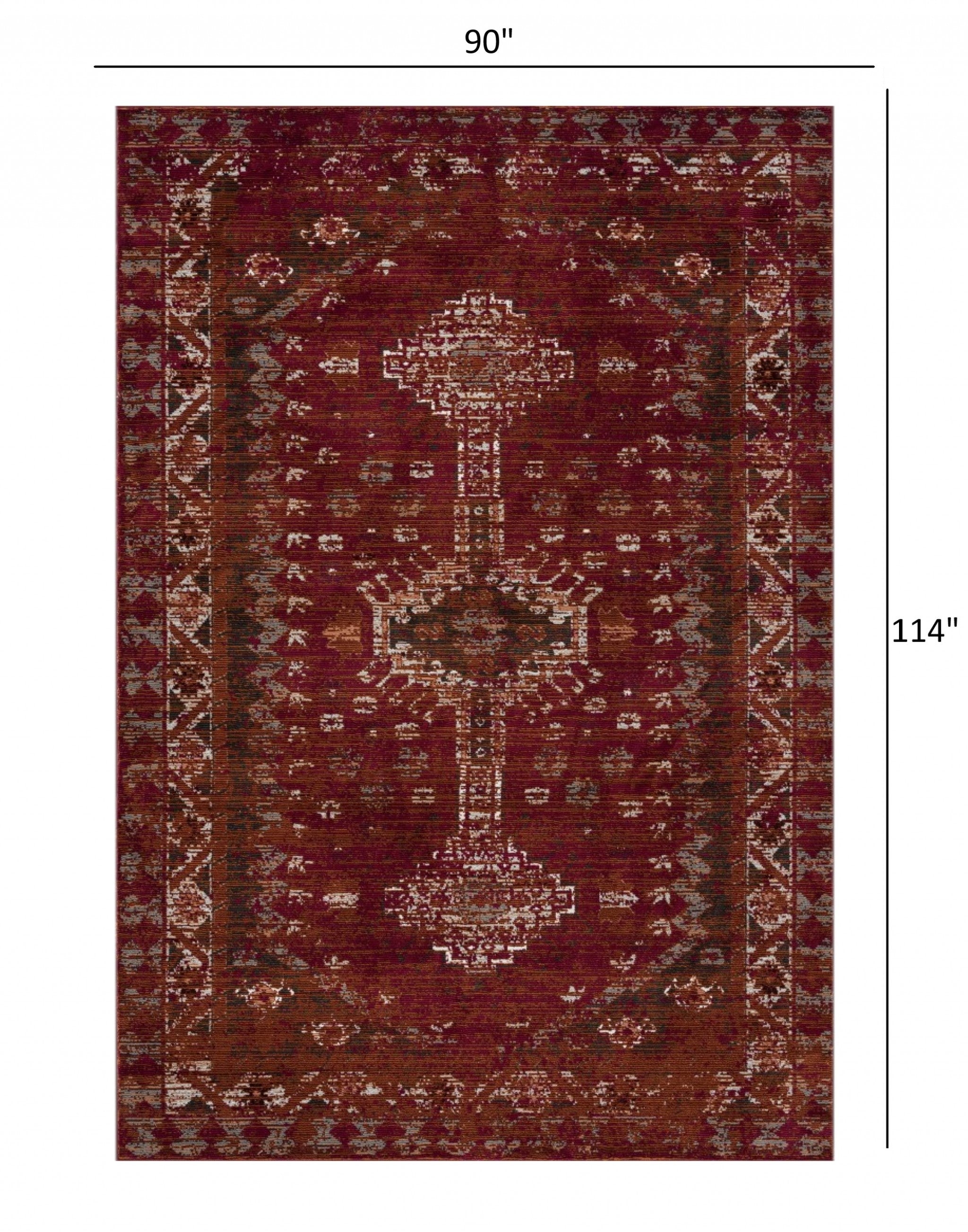 5’ x 8’ Deep Red Traditional Area Rug