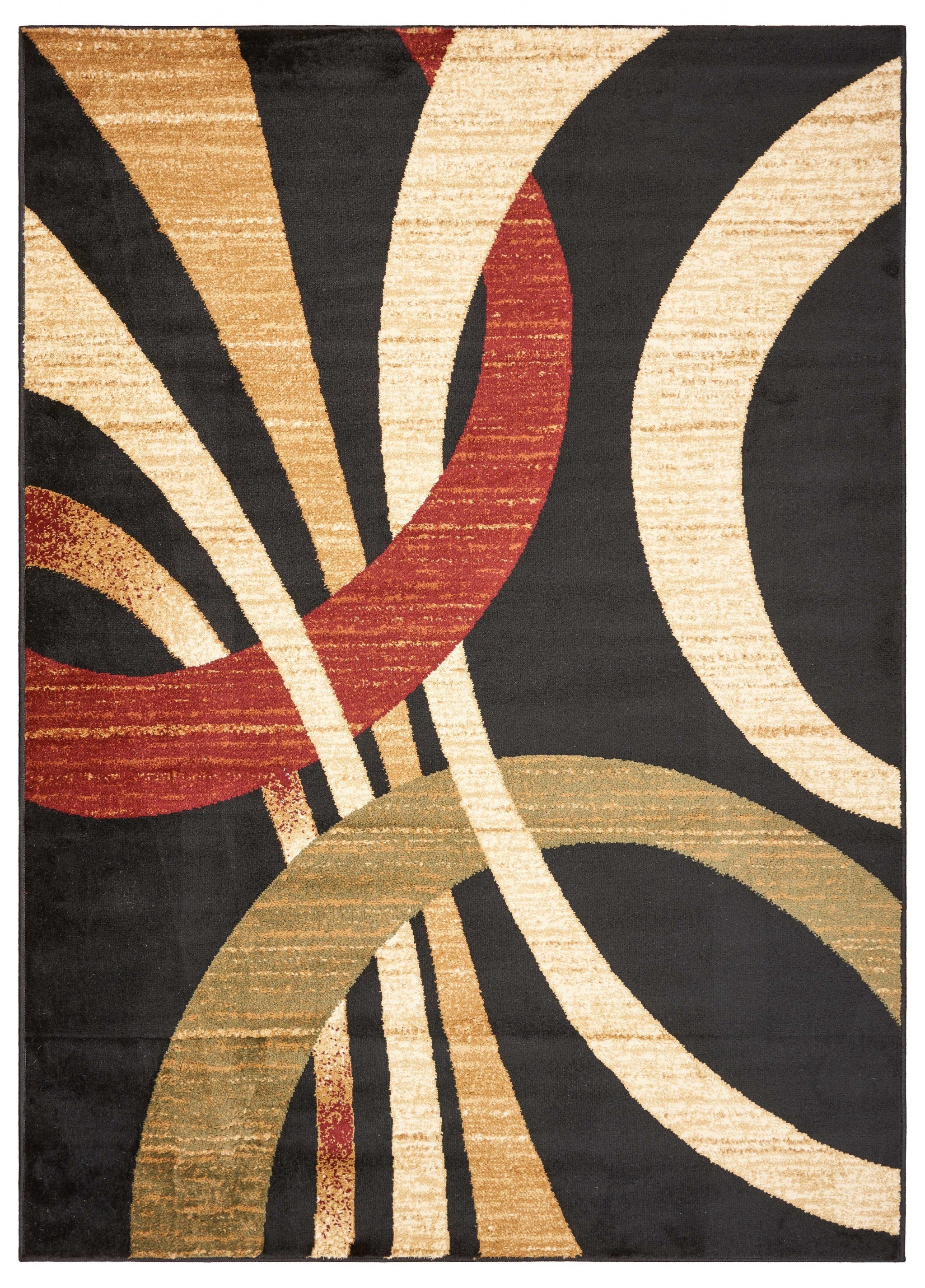 Black Abstract Geometric Area Rug - 5’ x 7’