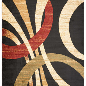 Black Abstract Geometric Area Rug - 5’ x 7’