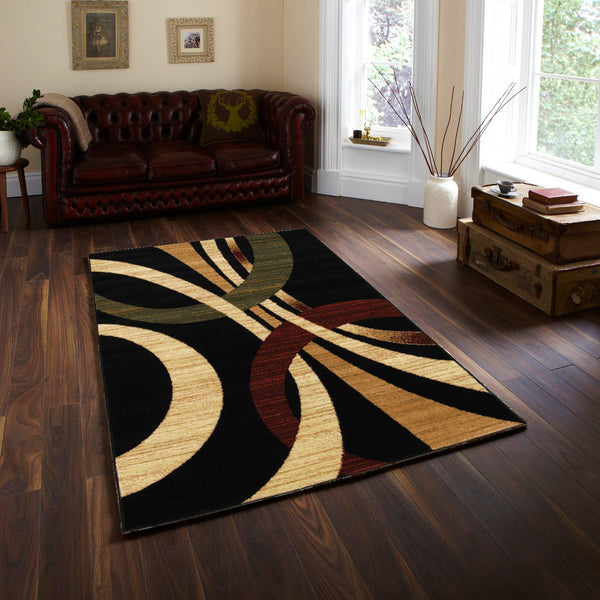 Black Abstract Geometric Area Rug - 5’ x 7’