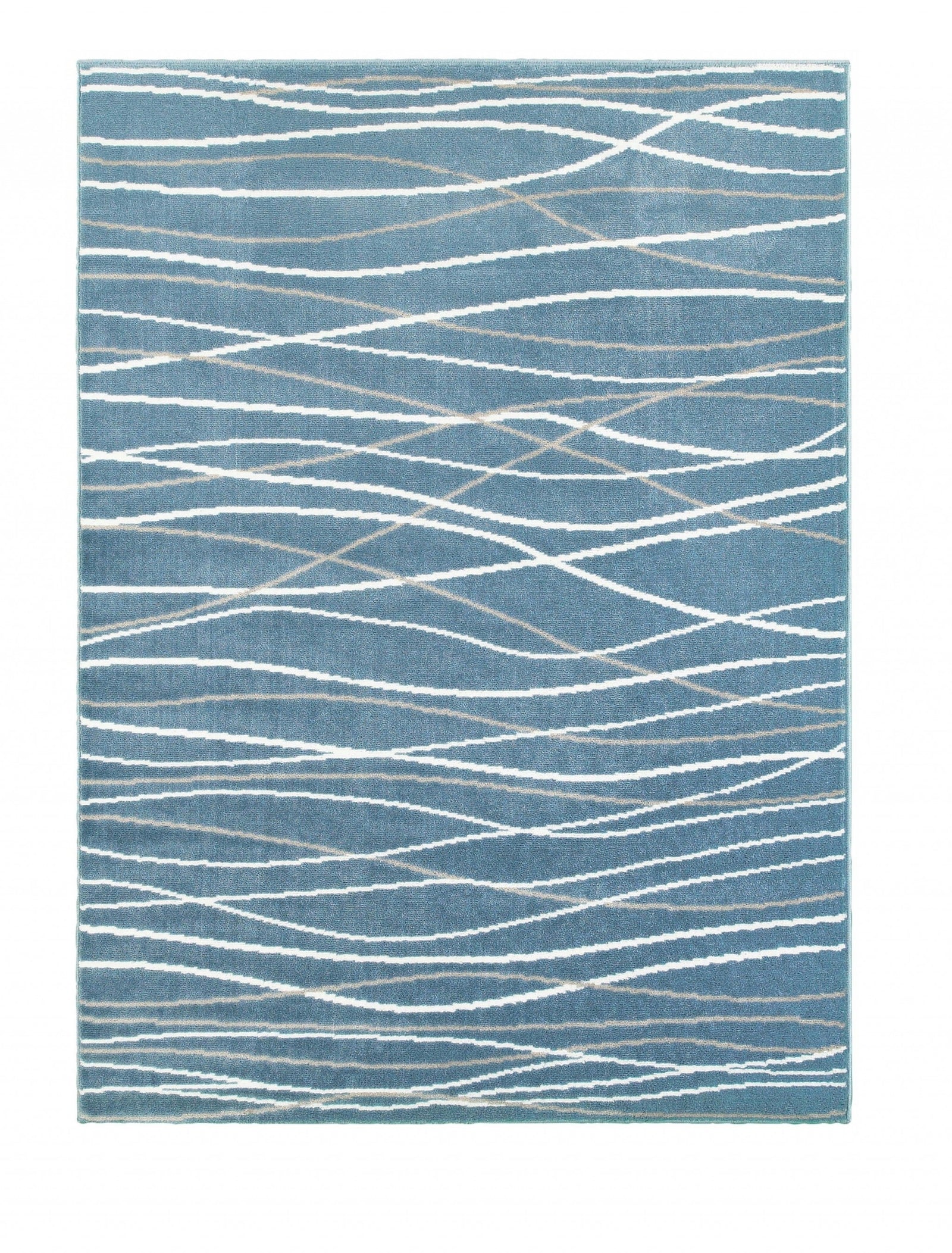5’ x 7’ Blue Contemporary Waves Area Rug