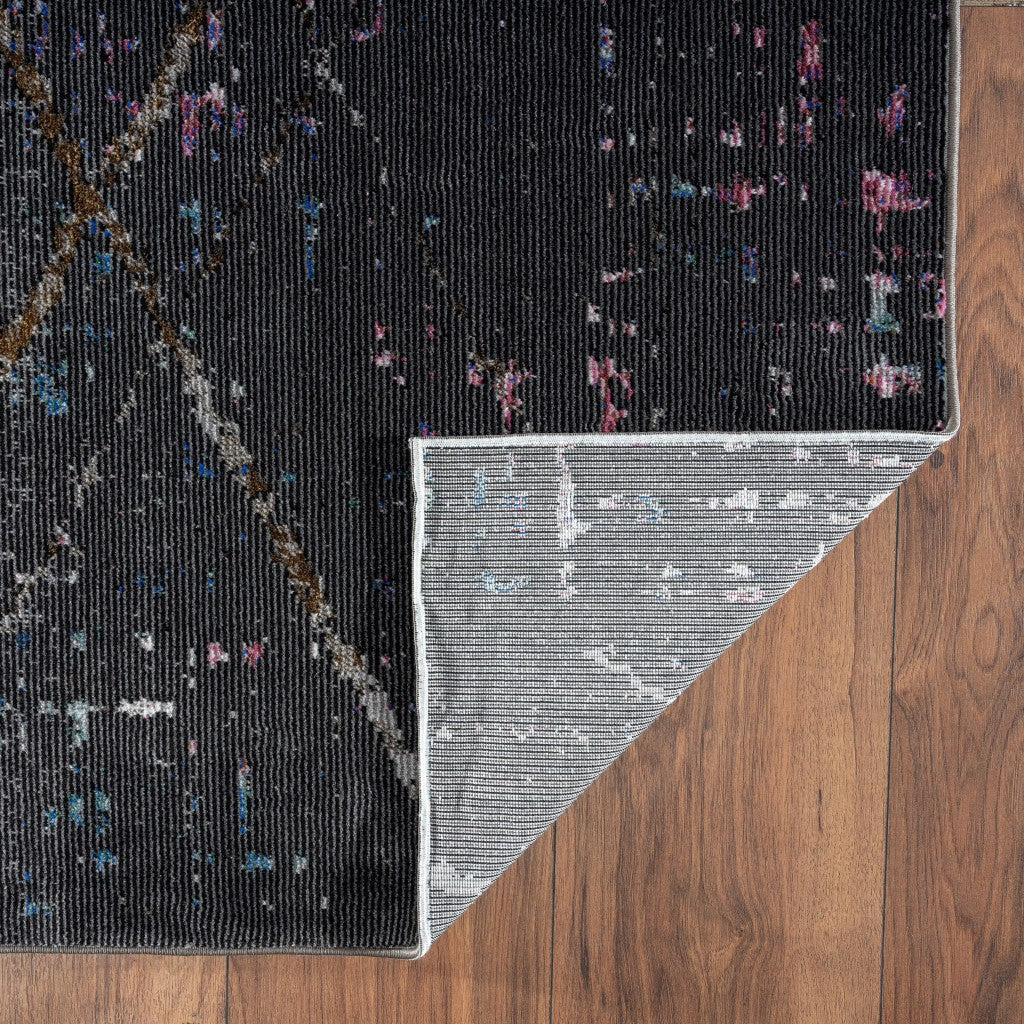 5’ x 8’ Distressed Black Abstract Area Rug