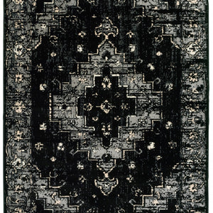 5’ x 7’ Black Medallion Oriental Area Rug