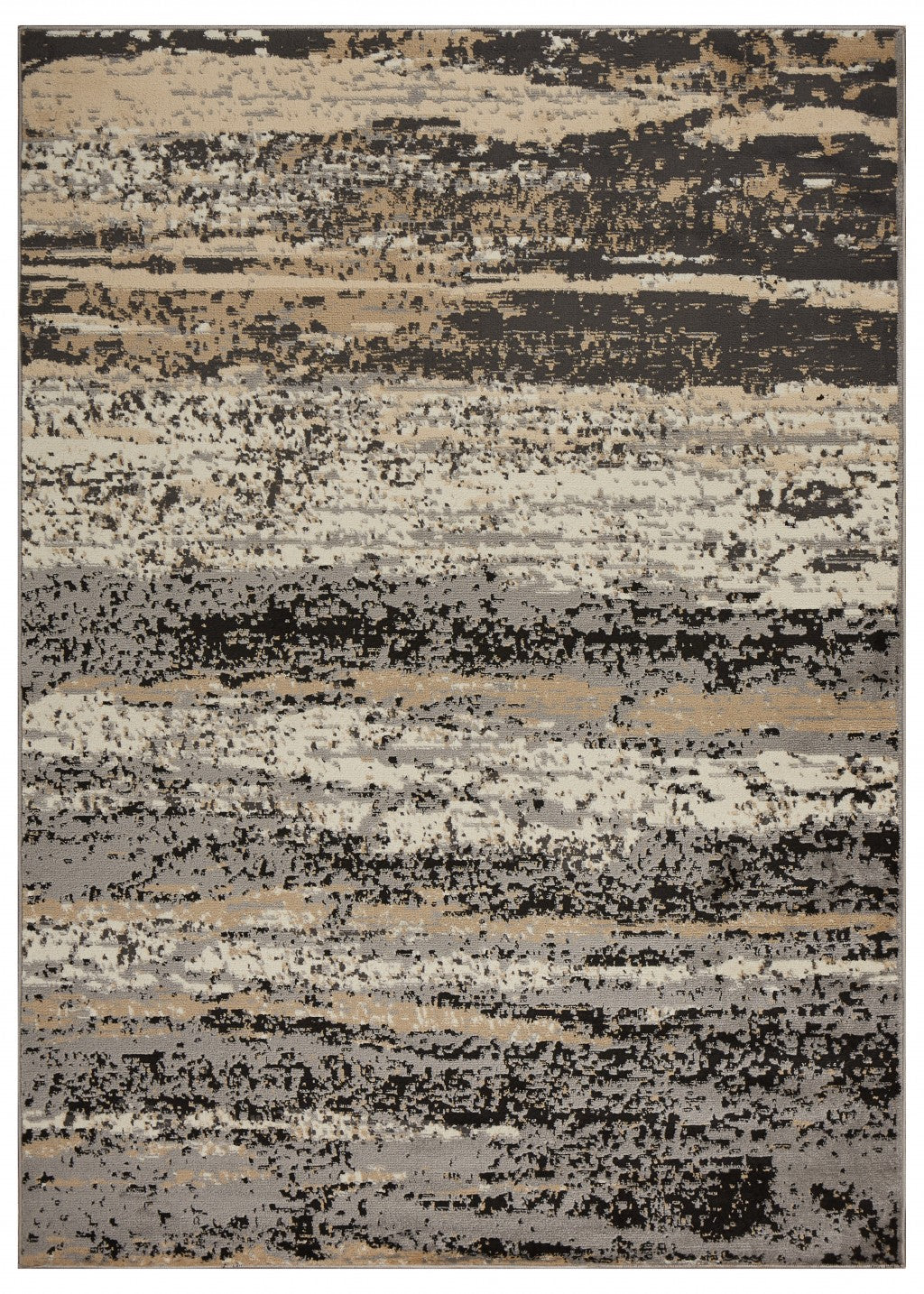 5’ x 7’ Beige and Black Abstract Desert Area Rug