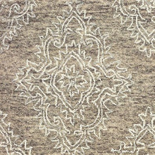 9’ x 12’ Khaki and White Damask Area Rug