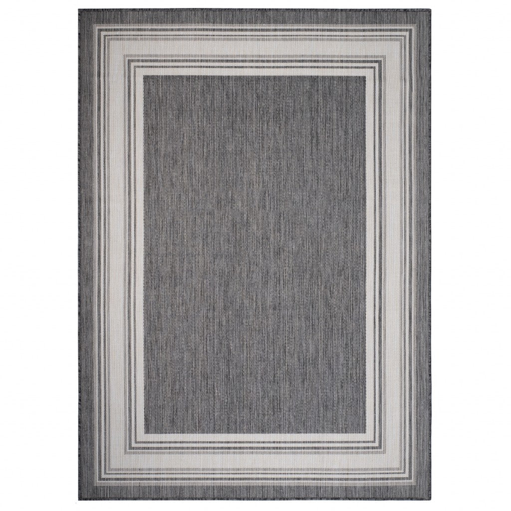 5' X 7' Gray/White/Cream Indoor Outdoor Area Rug