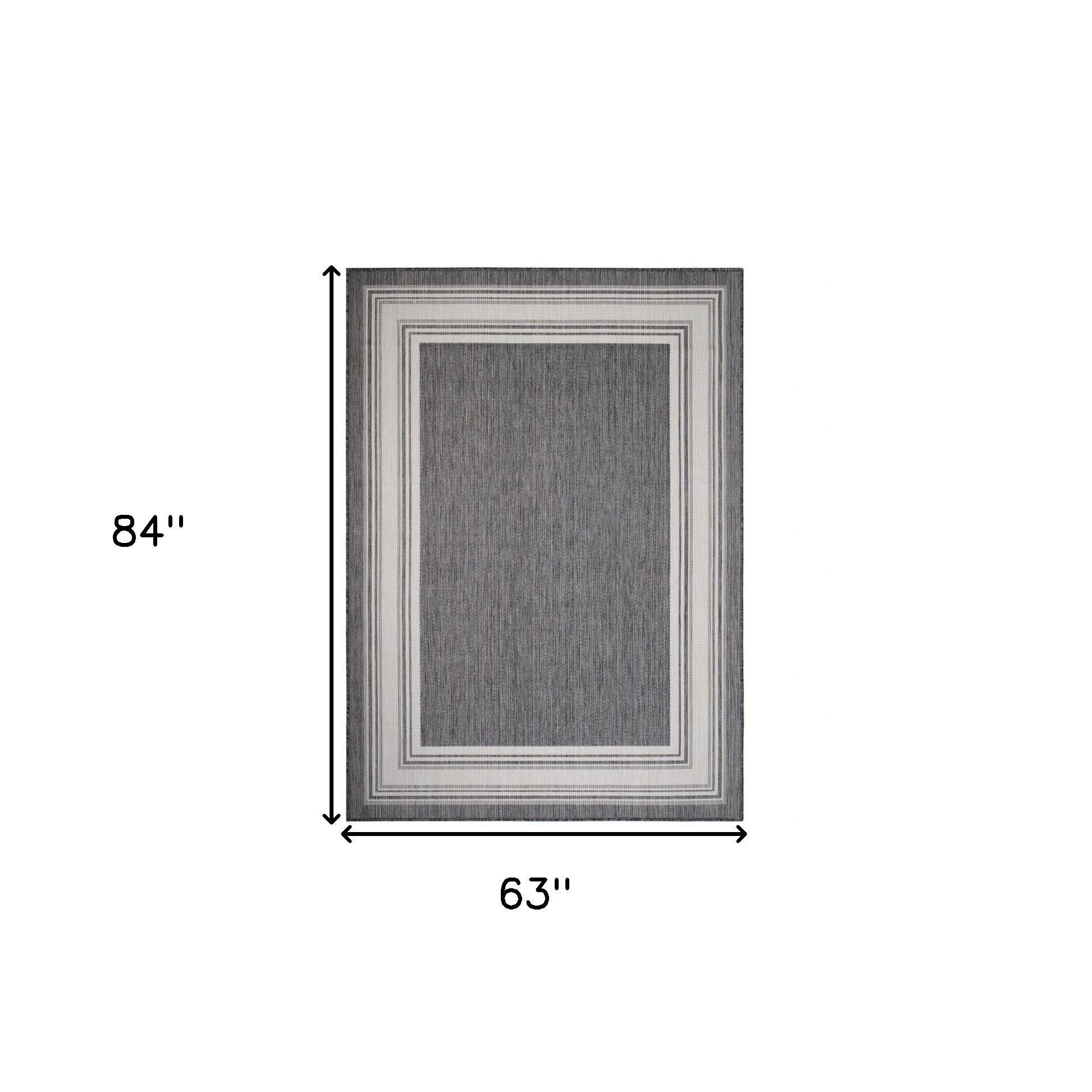 5' X 7' Gray/White/Cream Indoor Outdoor Area Rug