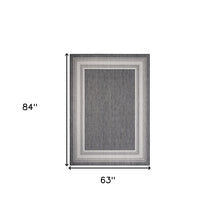 5' X 7' Gray/White/Cream Indoor Outdoor Area Rug