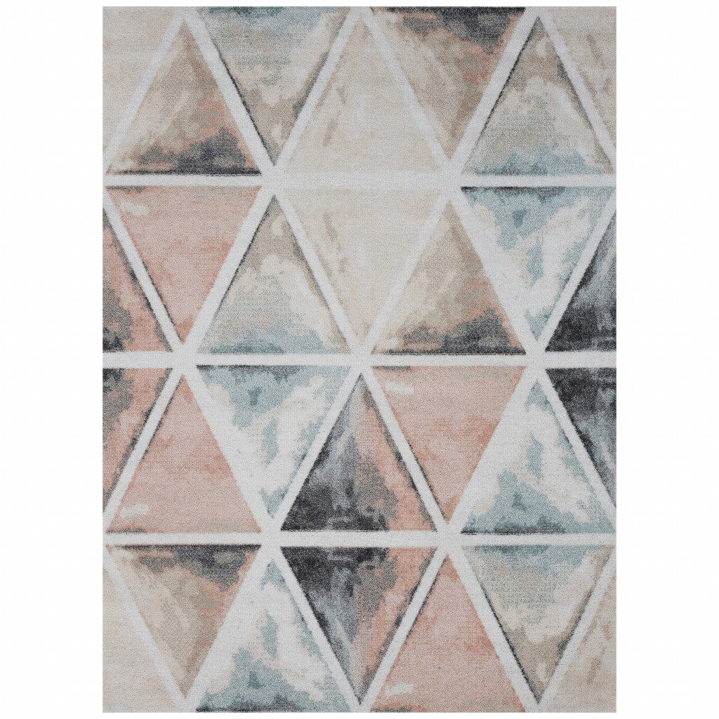 5’ x 7’ Ivory Watercolored Prism Area Rug