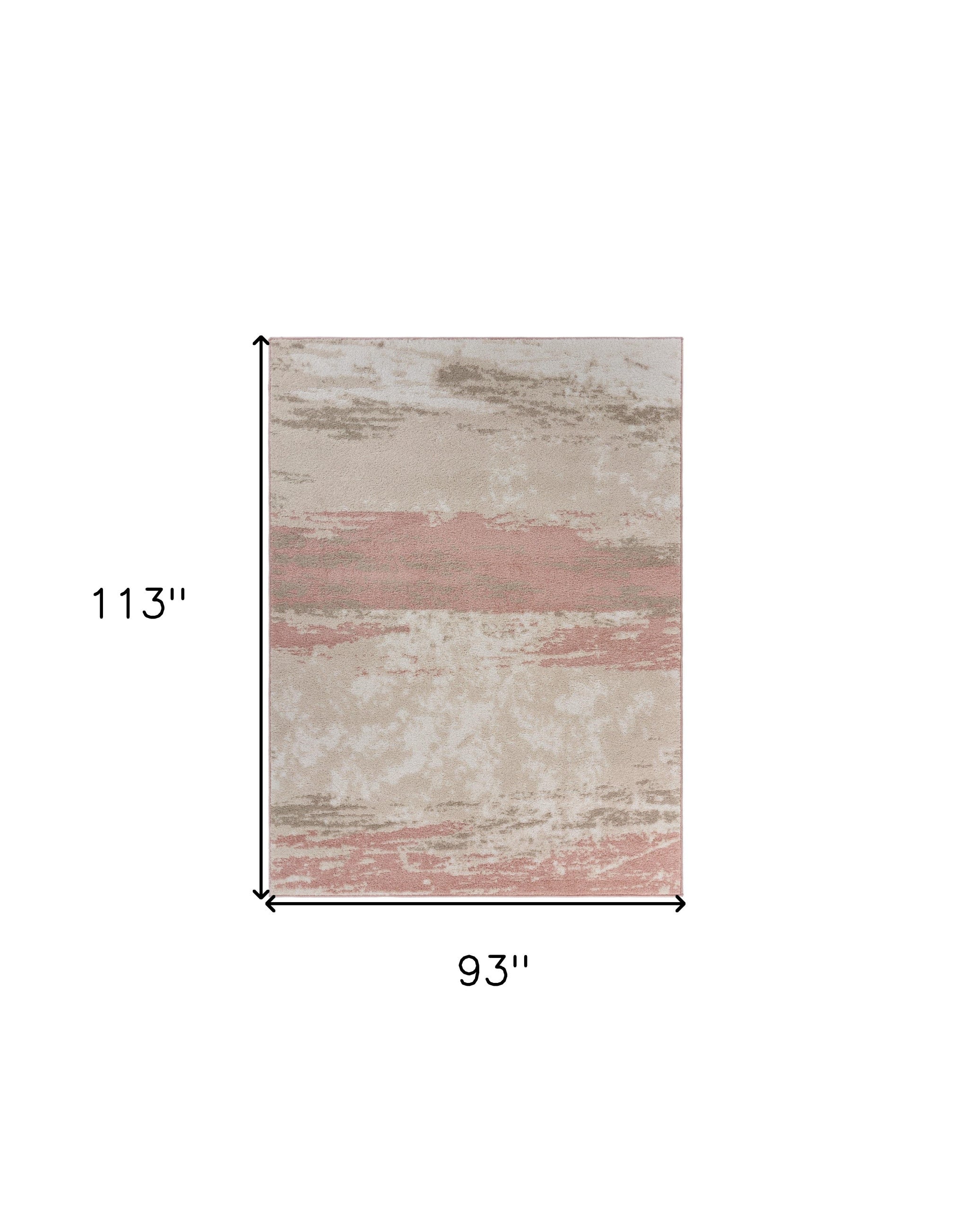 8’ x 10’ Blush and Beige Abstract Strokes Area Rug
