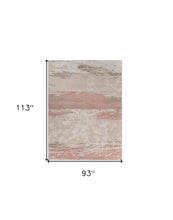 8’ x 10’ Blush and Beige Abstract Strokes Area Rug