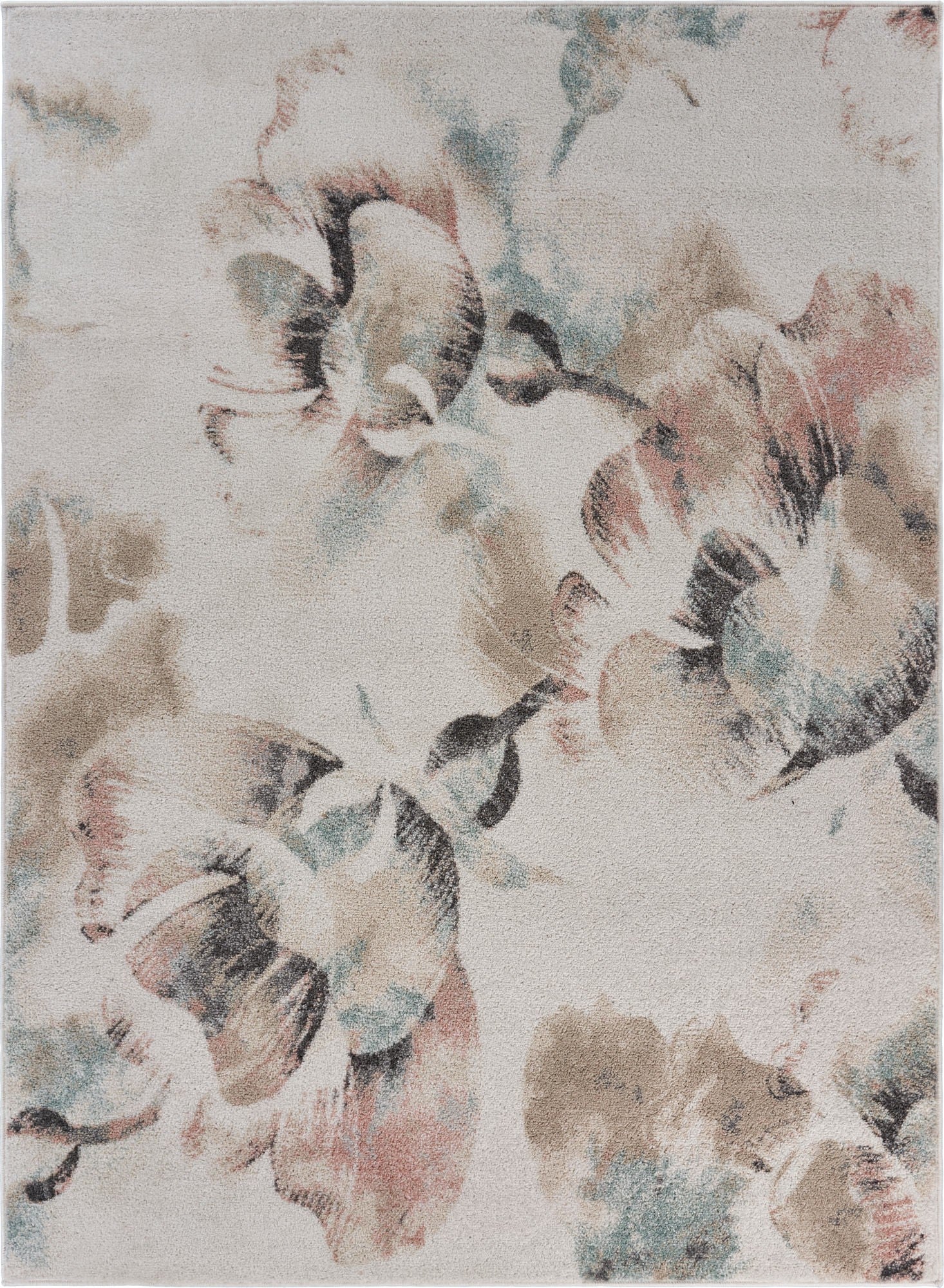 5’ x 7’ Ivory Soft Floral Artwork Area Rug