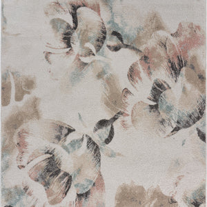 5’ x 7’ Ivory Soft Floral Artwork Area Rug