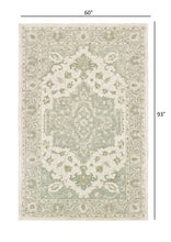 5’ x 8’ Green and Cream Medallion Area Rug