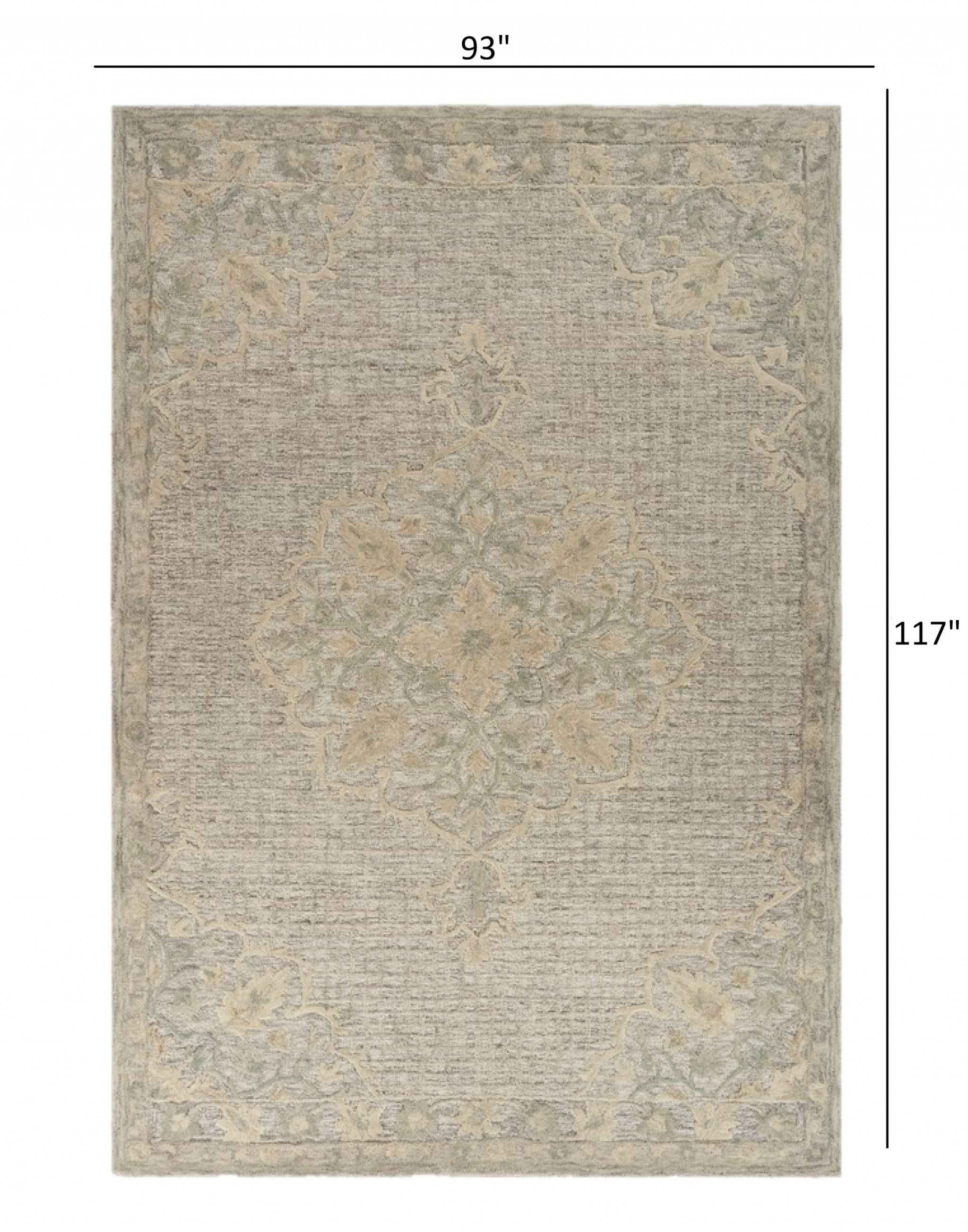 5’ x 8’ Beige Distressed Floral Area Rug