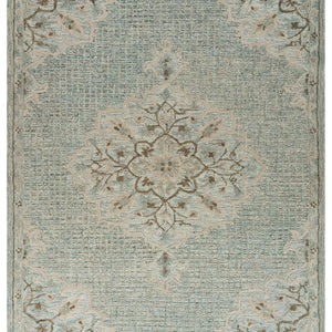 5’ x 8’ Blue and Beige Flor Medallion Area Rug