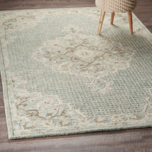 5’ x 8’ Blue and Beige Flor Medallion Area Rug