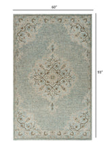 5’ x 8’ Blue and Beige Flor Medallion Area Rug