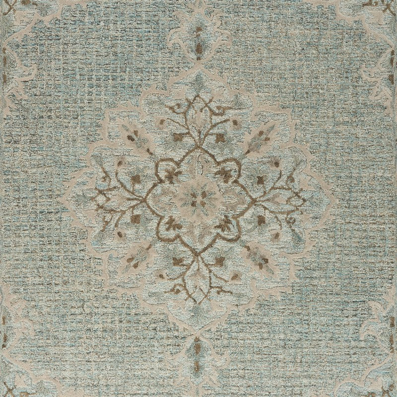 5’ x 8’ Blue and Beige Flor Medallion Area Rug