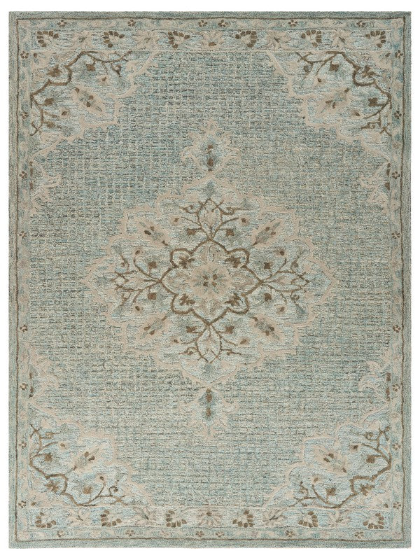 5’ x 8’ Blue and Beige Flor Medallion Area Rug