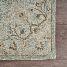 5’ x 8’ Blue and Beige Flor Medallion Area Rug