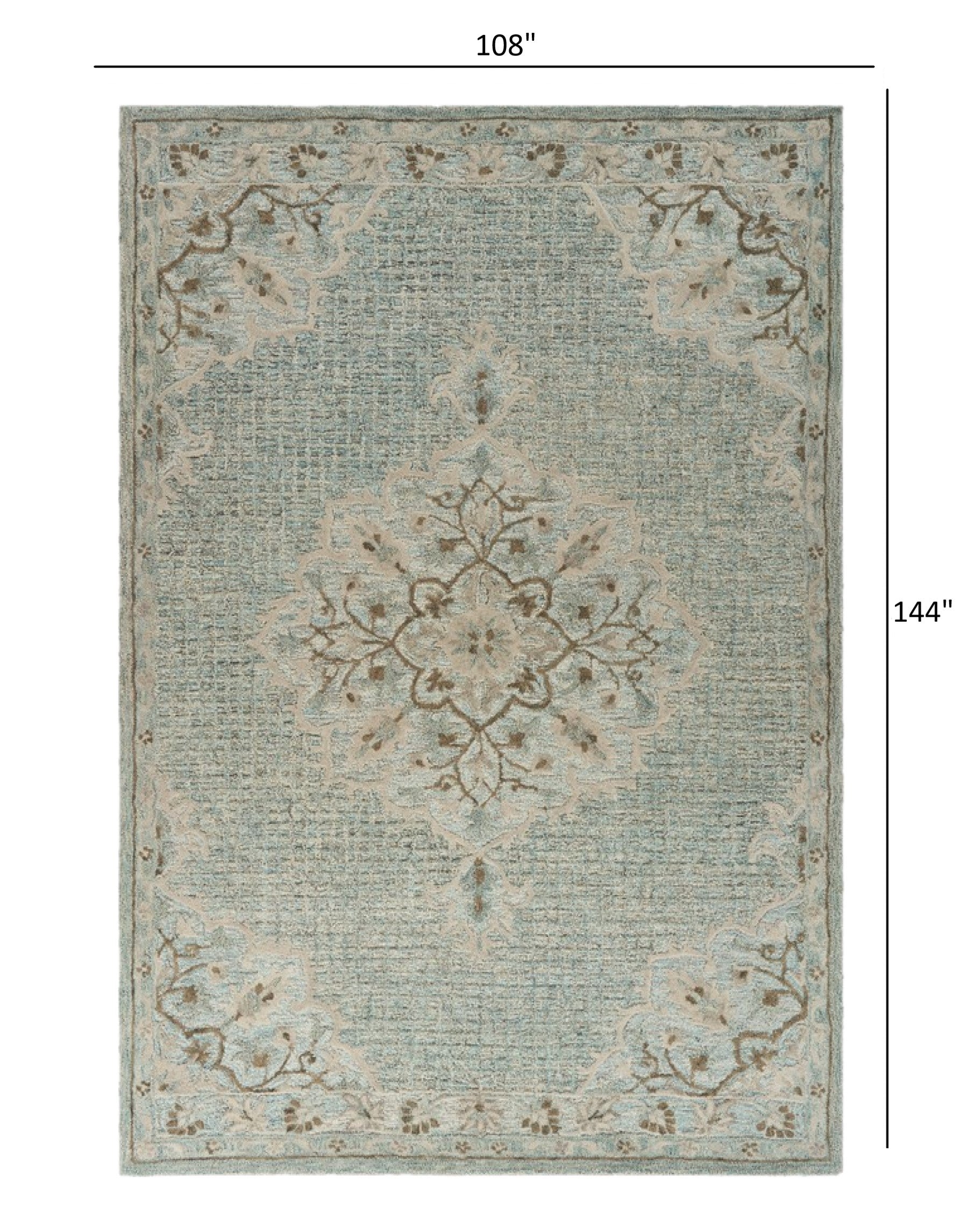 5’ x 8’ Blue and Beige Flor Medallion Area Rug