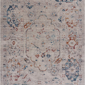 5’ x 8’ Ivory Distressed Floral Area Rug