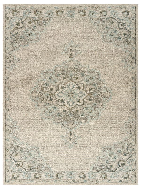 5’ x 8’ Ivory Distressed Floral Area Rug
